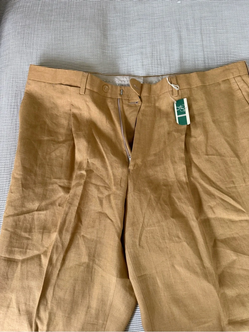 Classic Linen Blend Trousers in Camel